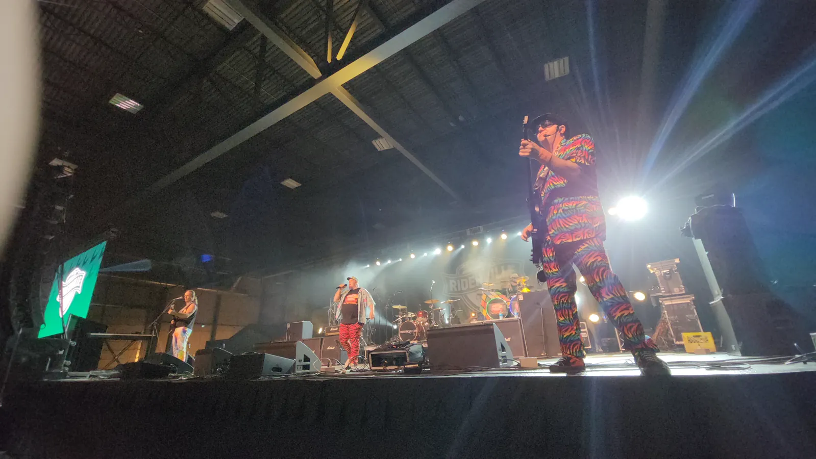 Low-angle view of Dangerous Cheese on the Riderville stage during Grey Cup Weekend in 2022