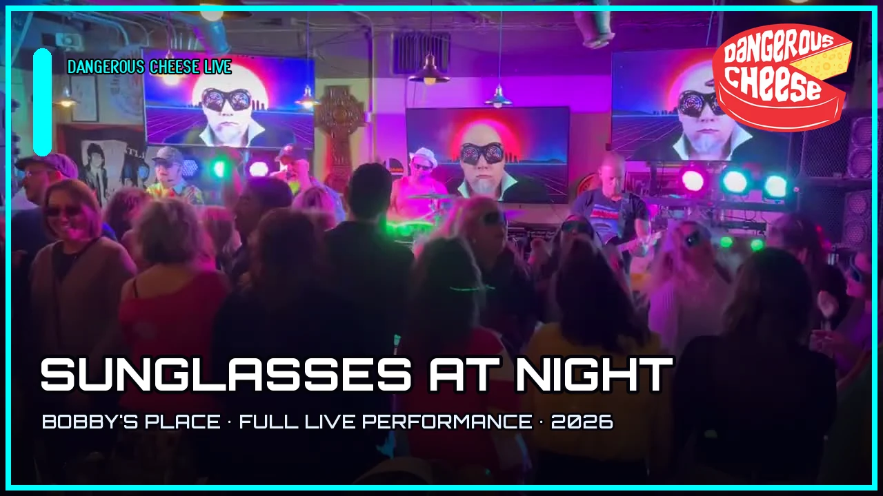 Dangerous Cheese performing Sunglasses at Night for the crowd at Bobby’s Place in 2026