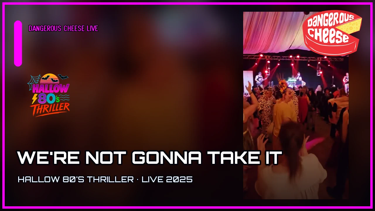 Dangerous Cheese performing We’re Not Gonna Take It for the Hallow 80’s Thriller crowd in 2025